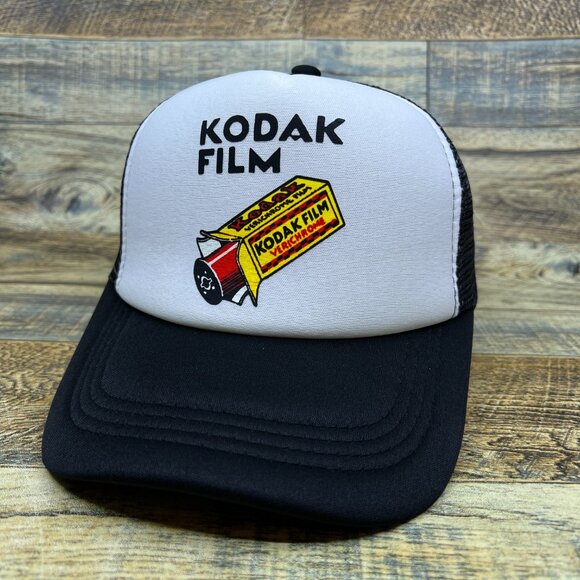 Kodak Film Mens Trucker Hat Black Snapback Vintage 1950s Logo Camera Ball Cap - Picture 2 of 8